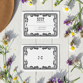 Vintager Western Cowboy Country Wedding RSVP Card Karte