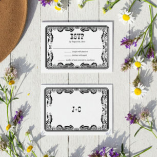 Vintager Western Cowboy Country Wedding RSVP Card Karte