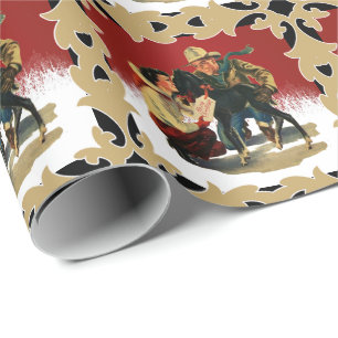 Vintager Western Cowboy Cowgirl Horst Weihnachten Geschenkpapier