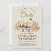 Vintager Western Cowboy First Rodeo 1. Geburtstag Einladung (Vorderseite)
