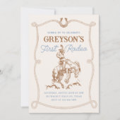 Vintager Western Cowboy First Rodeo 1. Geburtstag Einladung (Vorderseite)