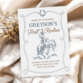 Vintager Western Cowboy First Rodeo 1. Geburtstag Einladung