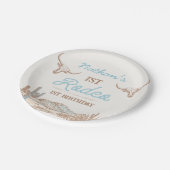 Vintager Western Cowboy First Rodeo 1. Geburtstag Pappteller (Schrägansicht)