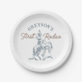 Vintager Western Cowboy First Rodeo 1. Geburtstag Pappteller (Vorderseite)