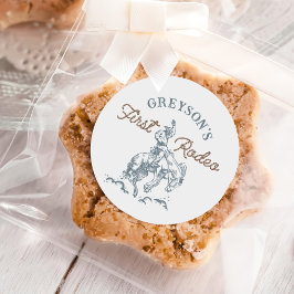 Vintager Western Cowboy First Rodeo 1. Geburtstag Runder Aufkleber