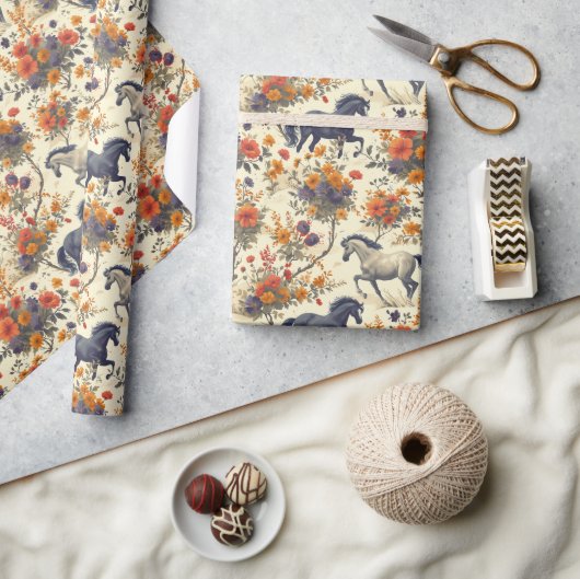 Vintager Western Cowboy Floral Geschenkpapier (Kunsthandwerk)