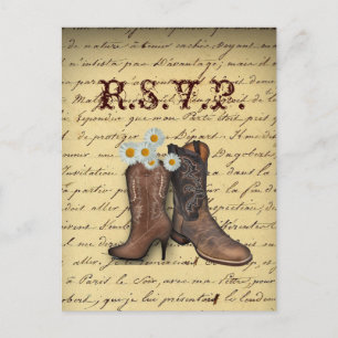 Vintager Western Cowboy Hochzeit RSVP Einladungspostkarte