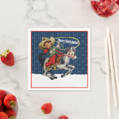 Vintager Western Cowboy Kid Pferd Papst Weihnachte Serviette (Beispiel)