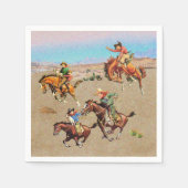 Vintager Western Cowboy Kinder auf Pferden Serviette (Vorderseite)