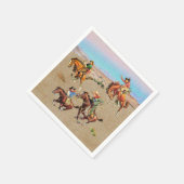 Vintager Western Cowboy Kinder auf Pferden Serviette (Ecke)