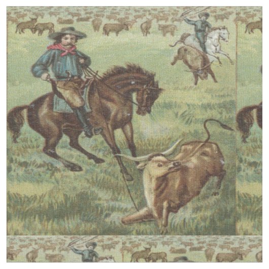 Vintager Western-Cowboy-Ochse-Roping Gewebe Stoff (Nahaufnahme)