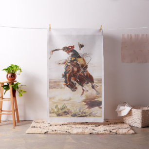 Vintager Western Cowboy on Bucking Horse -Lg. druc Stoff