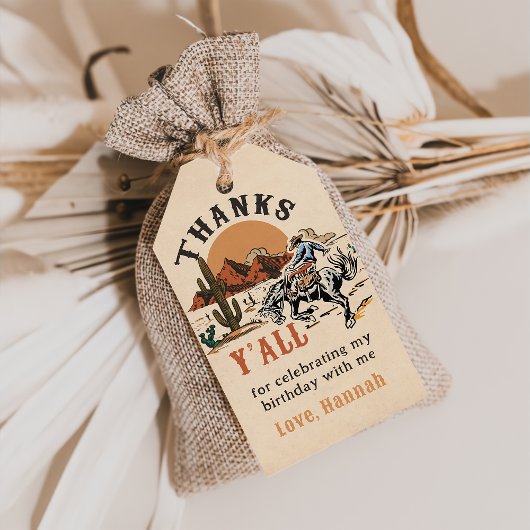 Vintager Western Cowboy Rodeo GeburtstagsgeschenkT Geschenkanhänger