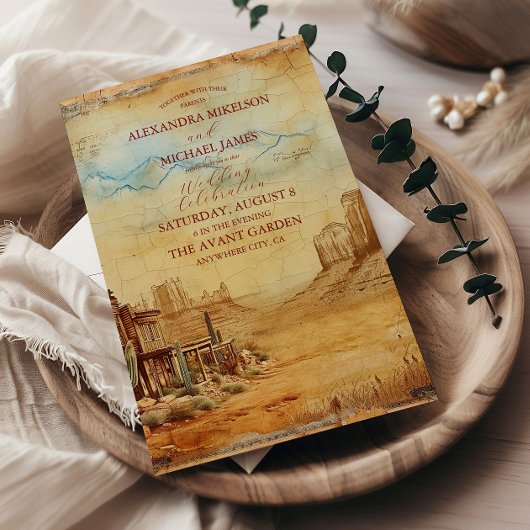 Vintager Western Cowboy Rustikale Landhochzeit Einladung