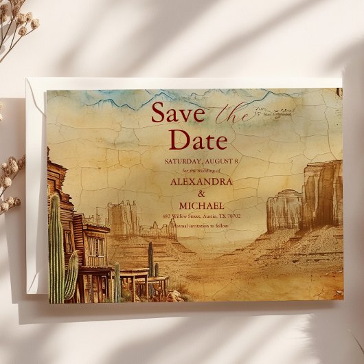 Vintager Western Cowboy Rustikale Landhochzeit Save The Date