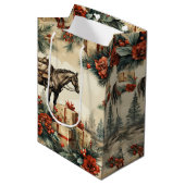 Vintager Western Cowboy Weihnachten Mittlere Geschenktüte (Vorderseite Schrägansicht)