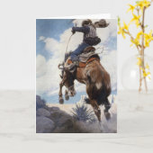 Vintager Western Cowboys, Bucking von NC Wyeth Karte (Gelbe Blume)