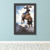 Vintager Western Cowboys, Bucking von NC Wyeth Leinwanddruck (Insitu (Holzboden))