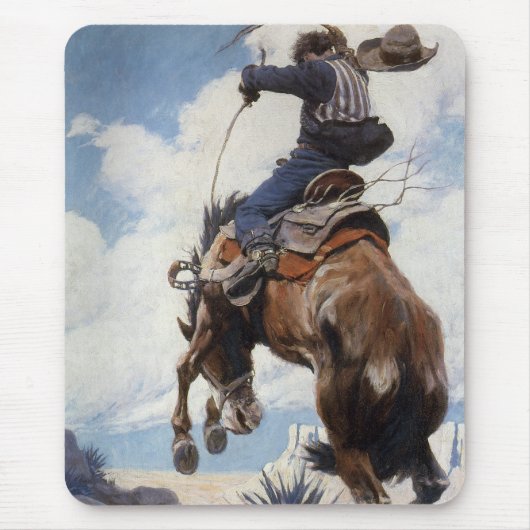 Vintager Western Cowboys, Bucking von NC Wyeth Mousepad (Vorne)