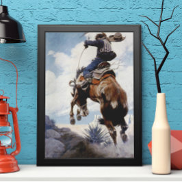 Vintager Western Cowboys, Bucking von NC Wyeth Poster
