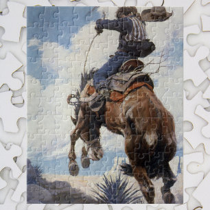 Vintager Western Cowboys, Bucking von NC Wyeth Puzzle