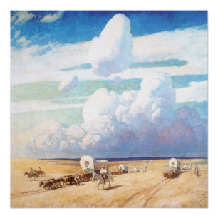 Vintager Western Cowboys, Deckwagen von Wyeth Poster