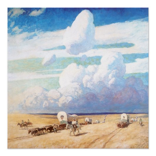 Vintager Western Cowboys, Deckwagen von Wyeth Poster (Vorderseite)