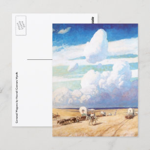 Vintager Western Cowboys, Deckwagen von Wyeth Postkarte