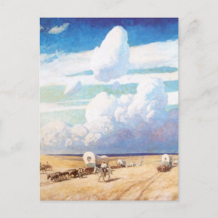 Vintager Western Cowboys, Deckwagen von Wyeth Postkarte
