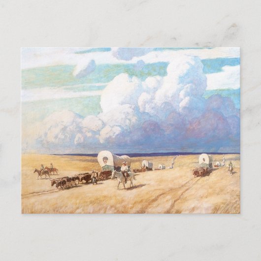 Vintager Western Cowboys, Deckwagen von Wyeth Postkarte (Vorderseite)