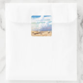 Vintager Western Cowboys, Deckwagen von Wyeth Quadratischer Aufkleber (Tasche)