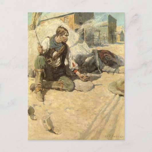 Vintager Western Cowboys, Hopalong by NC Wyeth Postkarte (Vorderseite)