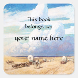 Vintager Western Cowboys, NC Wyeth Buchzeichen Quadratischer Aufkleber