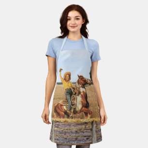 Vintager Western Cowgirl auf Pferdewellen Schürze