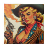 Vintager Western Cowgirl Button Up Fliese (Vorderseite)