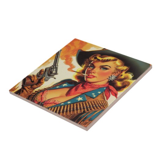 Vintager Western Cowgirl Button Up Fliese (Seite)