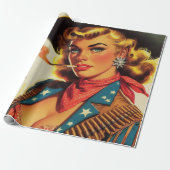 Vintager Western Cowgirl Button Up Geschenkpapier (Ungerollt)