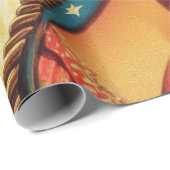 Vintager Western Cowgirl Button Up Geschenkpapier (Rolleneckpunkt)