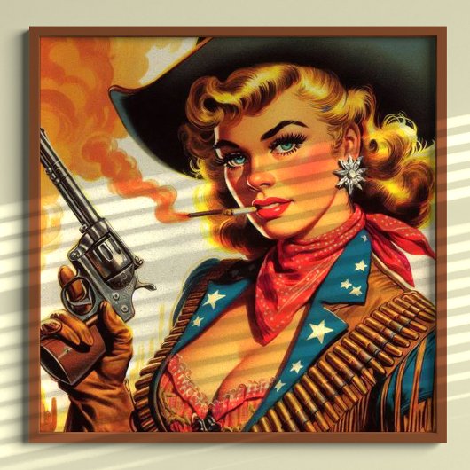 Vintager Western Cowgirl Button Up Poster