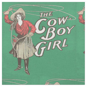 Vintager Western-Cowgirl-Cowboy-Roping Gewebe Stoff