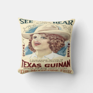 Vintager Western Cowgirl Singer Texas Guinan Kissen