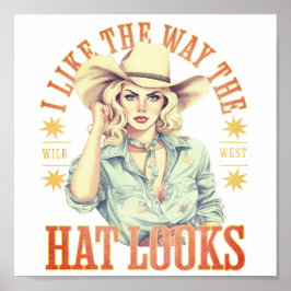 Vintager Western Cowgirl wie The Hat Wild West Poster