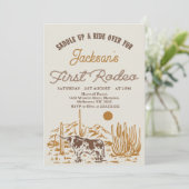 Vintager Western Erste Rodeo 1. Geburtstag Einladung (Stehend Vorderseite)