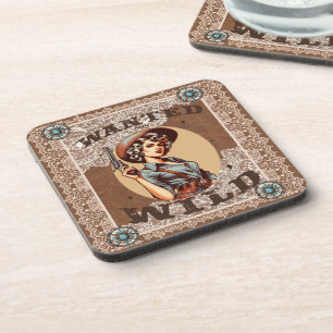 Vintager Western Gewollt und Wild Cowgirl Getränkeuntersetzer