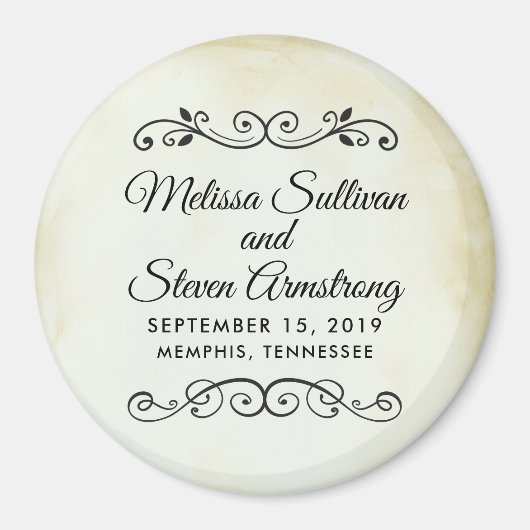 Vintager Western Hochzeit speichern Sie das Datum Magnet (Vorne)