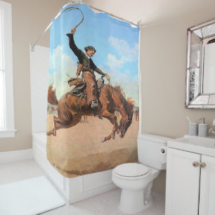 Vintager Western-Kunst-Cowboybronc-Reiter Duschvorhang