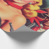 Vintager Western Pulp Girl Geschenkpapier (Ecke)