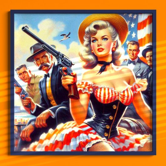 Vintager Western Pulp Girl Poster