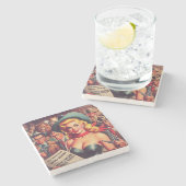 Vintager Western Pulp Girl Steinuntersetzer (Seitenansicht)