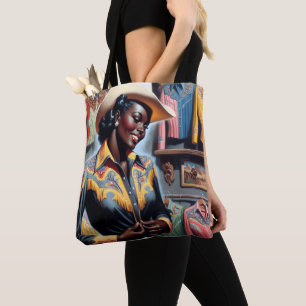 Vintager Western Retro Cowgirl Shirt Shopping Tasche